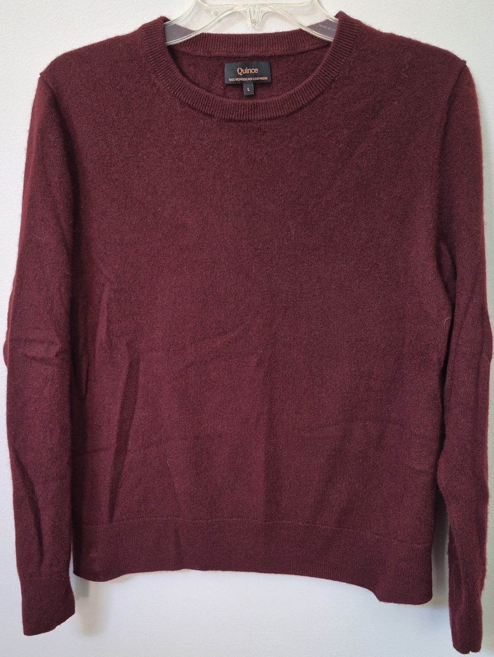 Quince Mongolian Cashmere Sweater Women's L Rich Burgundy Crewneck Minimalist